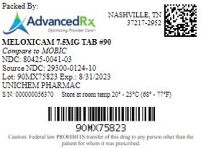 Meloxicam 7.5mg Tab Qty 90 Ndc 80425 0041